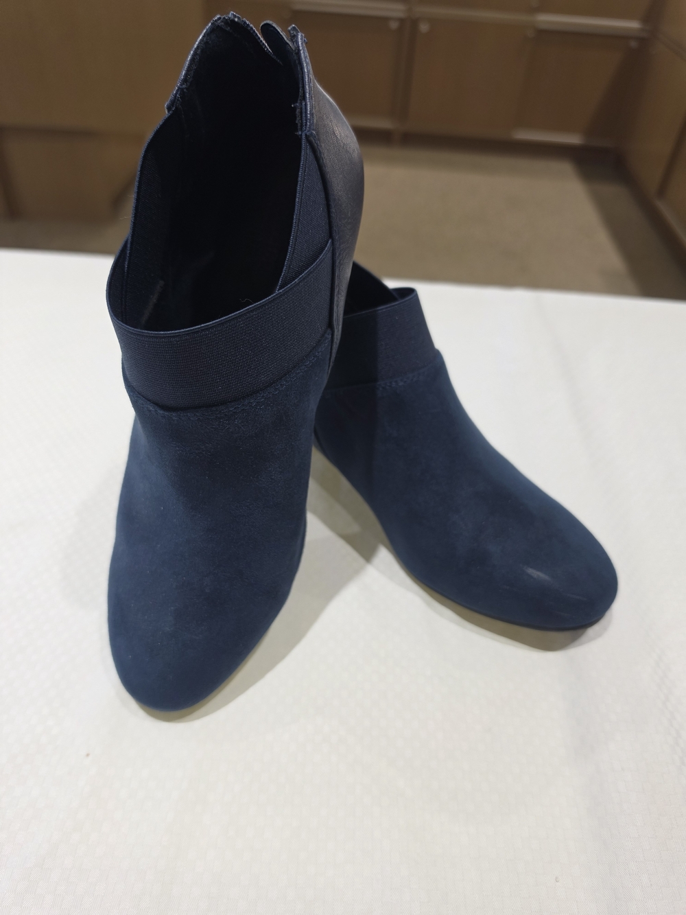 Croft & Barrow Navy Suede Wedge Ankle Booties
